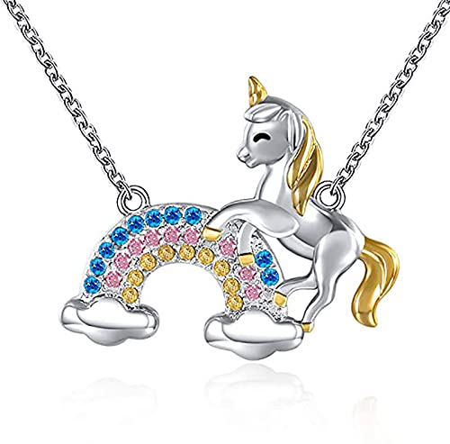 El Regalo 2 PCs Kids Cute Unicorn Pendant Necklaces Combo | Multicolored Unicorn/Rainbow Unicorn Pony Pendant Necklaces (Combo of 2)