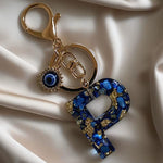El Regalo Royal Blue Evil Eye Keychain Name Initial Letters- Alphabet Letter Keyring with Evil Eye Charm - Unisex Stylish Bag Charm, Keyring, Gift for Friends & Family (P Letter)