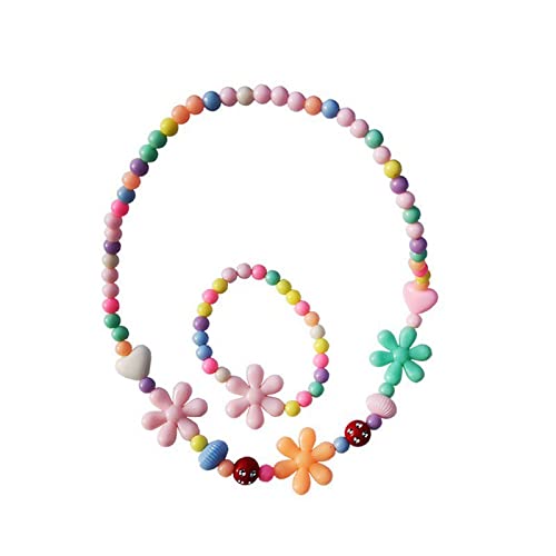 El Regalo Kids Girls Jewelry Sets - Kids Beads Necklace & Bracelets Jewelry for Girls (Option-1) White