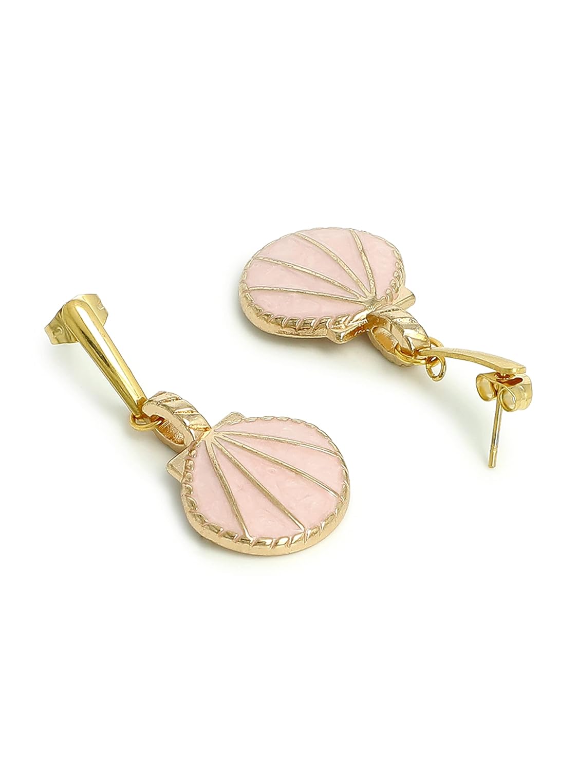 El Regalo 2 Pair Cute Enameled Dangle Studs Earrings Combo for Kids/Girls/Teens & Women- Bright Colors Shell-Flower- Heart-Pearls-Stars Charms Earrings (Option-6)