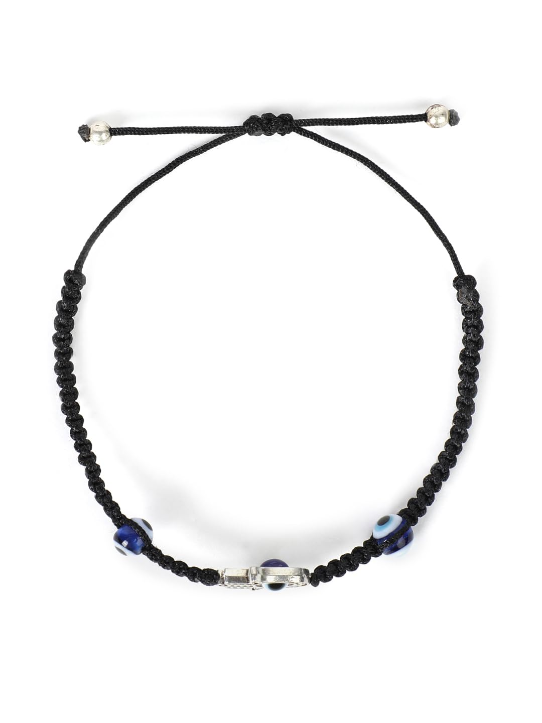 El Regalo 2PCs Evil Eye Hamsa Hand Unisex Bracelets Set - Golden & Silver Charms with Evil Eye Beads