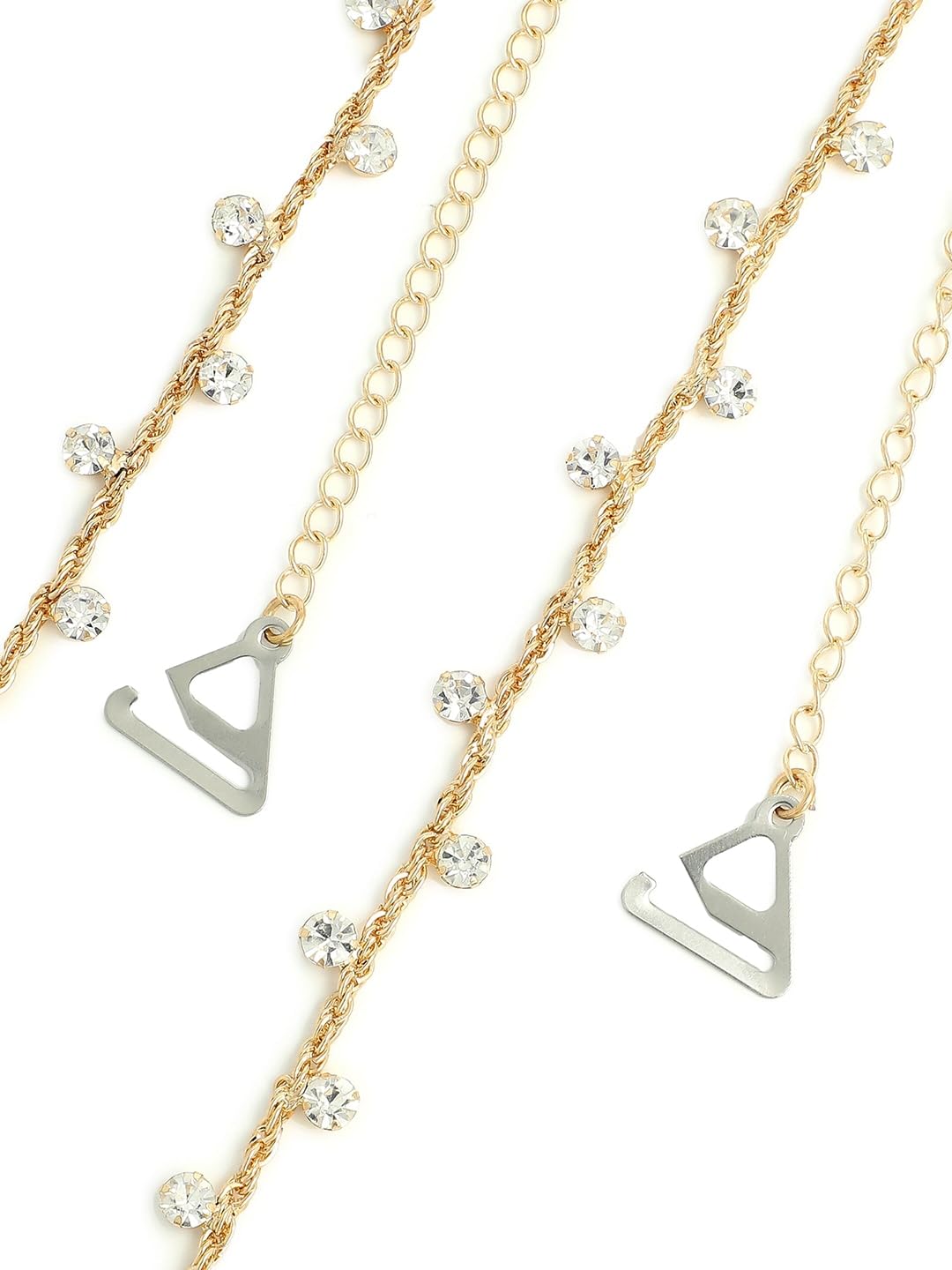 El Regalo Women Silver & Gold-Toned Stone-Studded Bra Straps