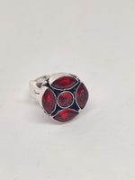 El Regalo 1 PC Finger Ring for Girls & Women- Vintage Silver Plated Stones Studded Adjustable Finger Rings (Red)