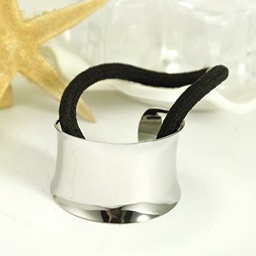 El Regalo Circle Cuff Elastic Ponytail Holders Hair Tie | Curved Cuff Semicircle Elastic Stretch Ponytail Holder Hair Rubber Band for Girls & Women (1 Silver)