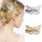 El Regalo 2 Pcs Barrette Hollow Out Golden Butterfly Metal Hair Clips For Girls & Women (Set Of 2) (1 Silver + 1 Golden)