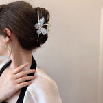 El Regalo Fancy Large Shark Hair Clutcher Clip - Metal Rhinestone Crystals Butterfly Hair Claw for Women - Wedding/Party Hair Accessories
