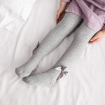 El Regalo 1 Pair Girls Combed Cotton Bow Tights Pantyhose Leggings Stocking Pants | Bow Socks Stockings for Girls (Gray)