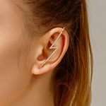 El Regalo 2PCs Fancy Lightning Bolt Edgy Hook Pin Ear Cuff Earring for Girls & Women - Ear Crawler Ear Pins (Gold)