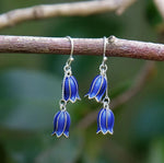El Regalo Blue Enamel Tulip Flower Earrings for Women & Girls - Cute and Fancy Hyacinth Dangle & Double-Drop Hook Earrings (Double Flower)