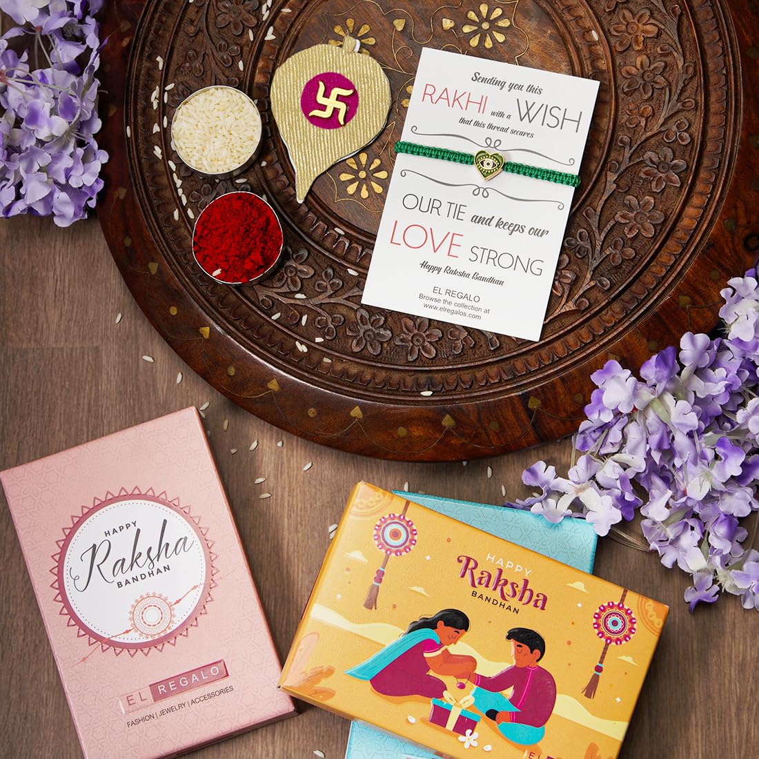El Regalo 1 PC Heart Evil Eye Nazaria Rakhi for Brother- 1 PC Rakhi, Shagun Pack & Rakhi Message Card in Gift Box - Rakhi for Bhai/Bhabhi/Bhatija/Bhatiji (Green Heart Evil Eye)
