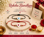 El Regalo 2PCs Evil Eye Minimalist Rakhi Combo Set for Brothers/Bhai-Bhatija with Roli Chanwal, Rakhi Message Card in Rakshabandhan Box
