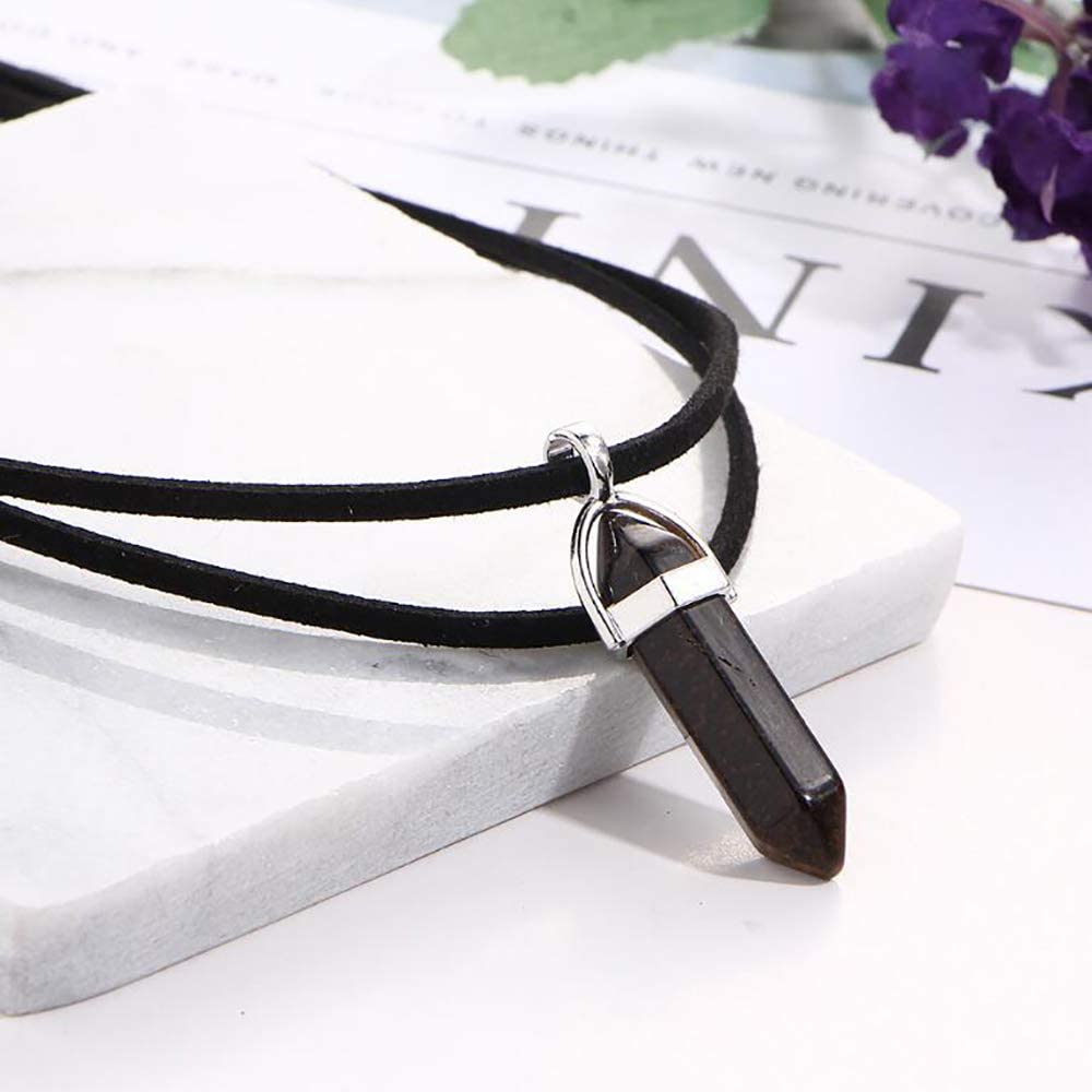 El Regalo Choker Necklace for Girls & Women | Black Wrap Velvet Choker with Healing Stones Women Girls Everyday Boho Necklace Gift Her Jewelry Hippie Crystal (Black)