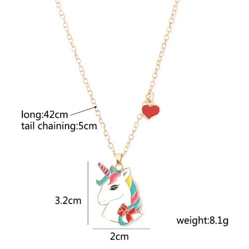 El Regalo 1PCs Enamel Pony/Unicorn Heart Pendant Necklaces for Kids/Girls/Teens | Unicorn Jewelry for Unicorn Theme Party