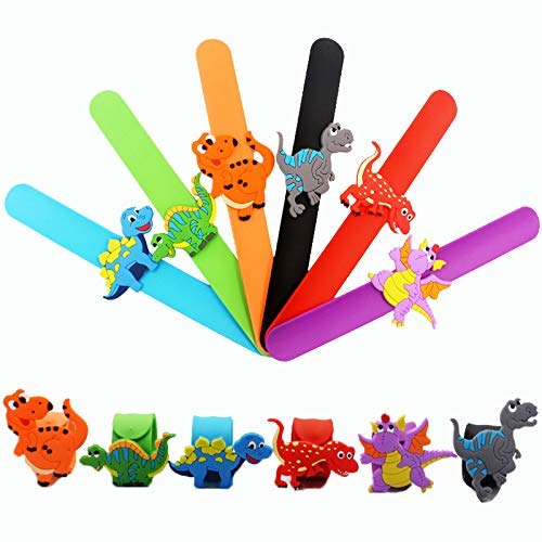El Regalo 2 PCs Dinosaurs Snap Slap Bands | Dinosaurs Wristband Kids Party Favors Slap Bands for Kids