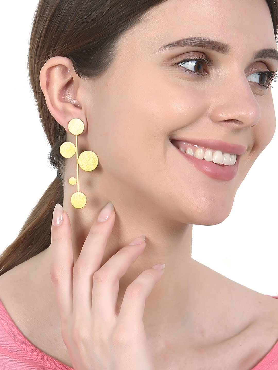 El Regalo Statement Pearls Earrings in matt Finish- Gold Plated Natural Pearls Classy Stud Earrings for Girls & Women (Option-1)