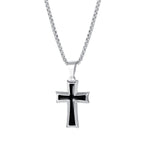 El Regalo 1 PC Men's Stainless Steel Necklace for Boys/Men- Gift for Him- Razor, Rings, Football, Cross (Cross Style2)