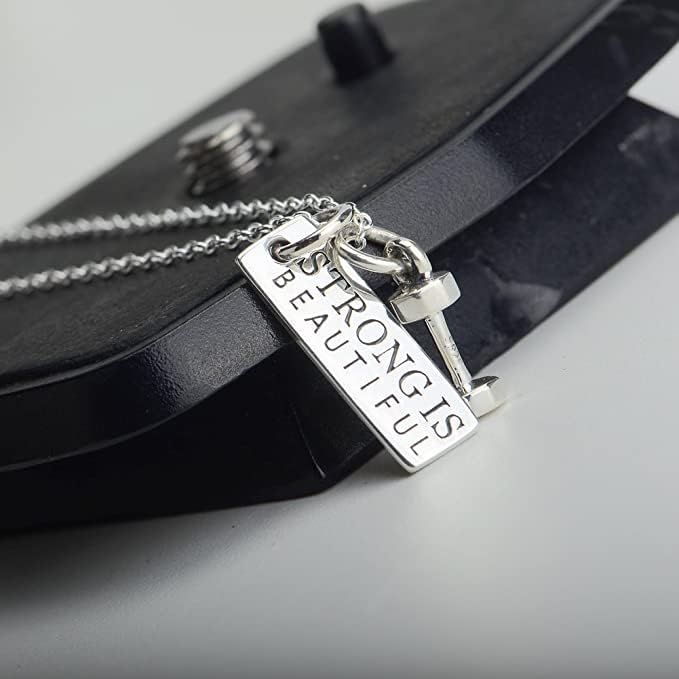 El Regalo "Strong Is Beautiful Fitness Gym Dumbbell Unisex Pendant Necklace for Boys/Men/Women/Girls