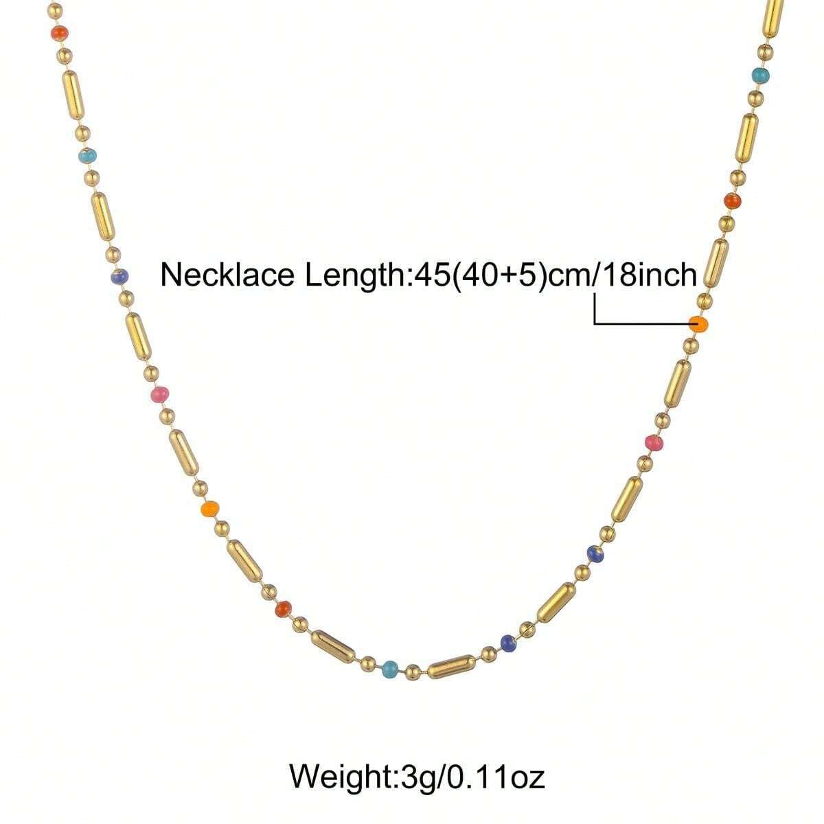 El Regalo 1 Pc Stainless Steel No Rust/Anti Tarnish Quinn Necklace In Multi- Dainty Multi Colored Stainless Steel Chain Necklace For Women