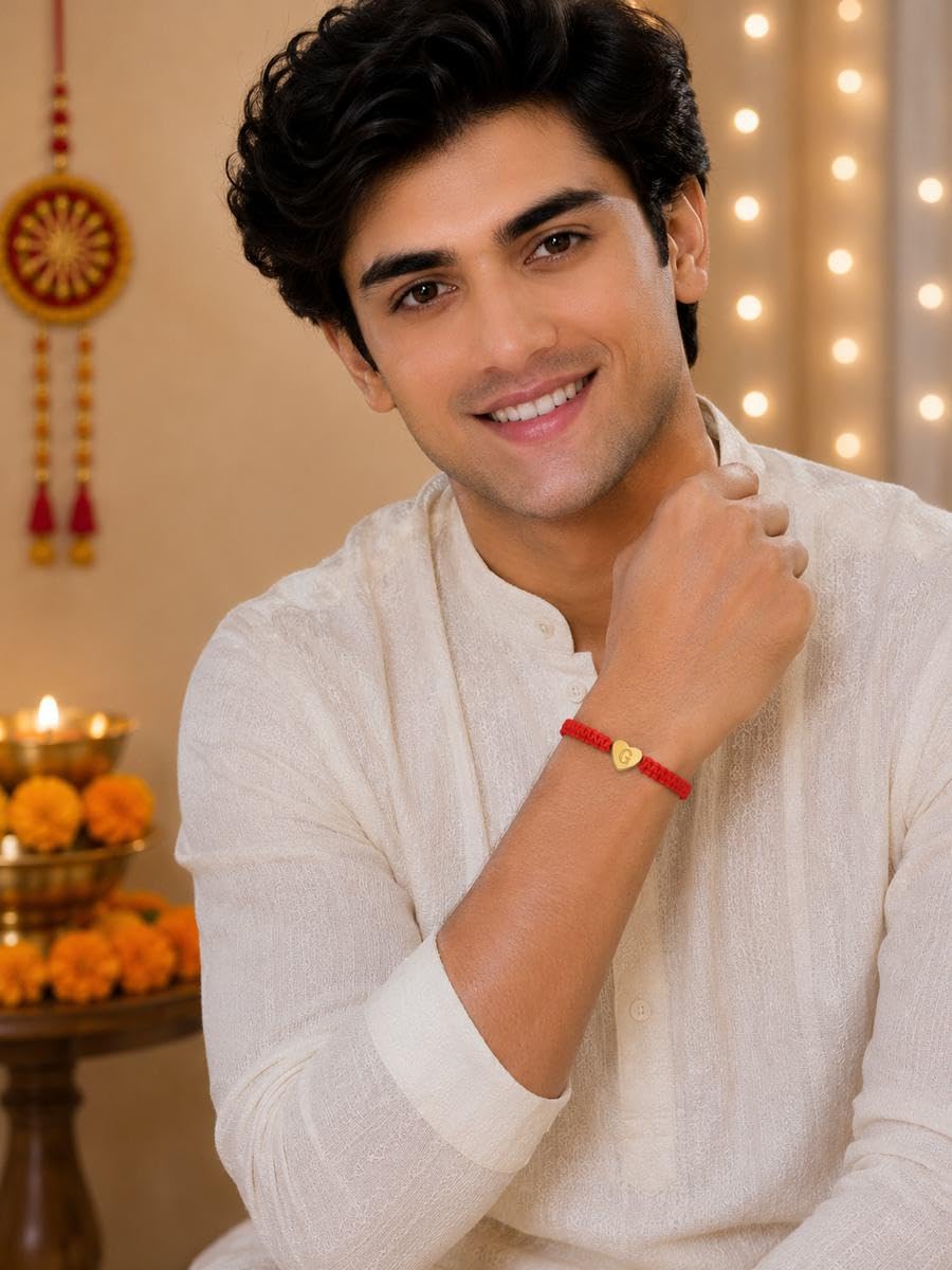 El Regalo Red Ethnic Rakhi Dori Unisex Rakhi-Adults - G letter
