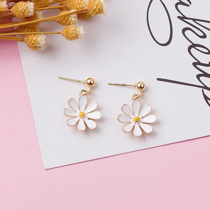 El Regalo 1 Pair Daisy Flower Earrings for Girls & Women- Cute Flower Earrings (Style-5)