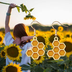 El Regalo Enamel Honeycomb Bee Earrings for Girls & Women - Geometric Hexagon Honeycomb Beehive Dangle Earrings (Honeycomb Earrings)