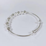 El Regalo Cute 1PC Adjustable Baby Bangle Bracelet for Girls & Boys - 925 Silver Plated Infant Bracelet with Sparkly Beads, Bell & Heart Charm - Ideal Gift for Babies & Toddlers (5cms Diameter) (Style-3)