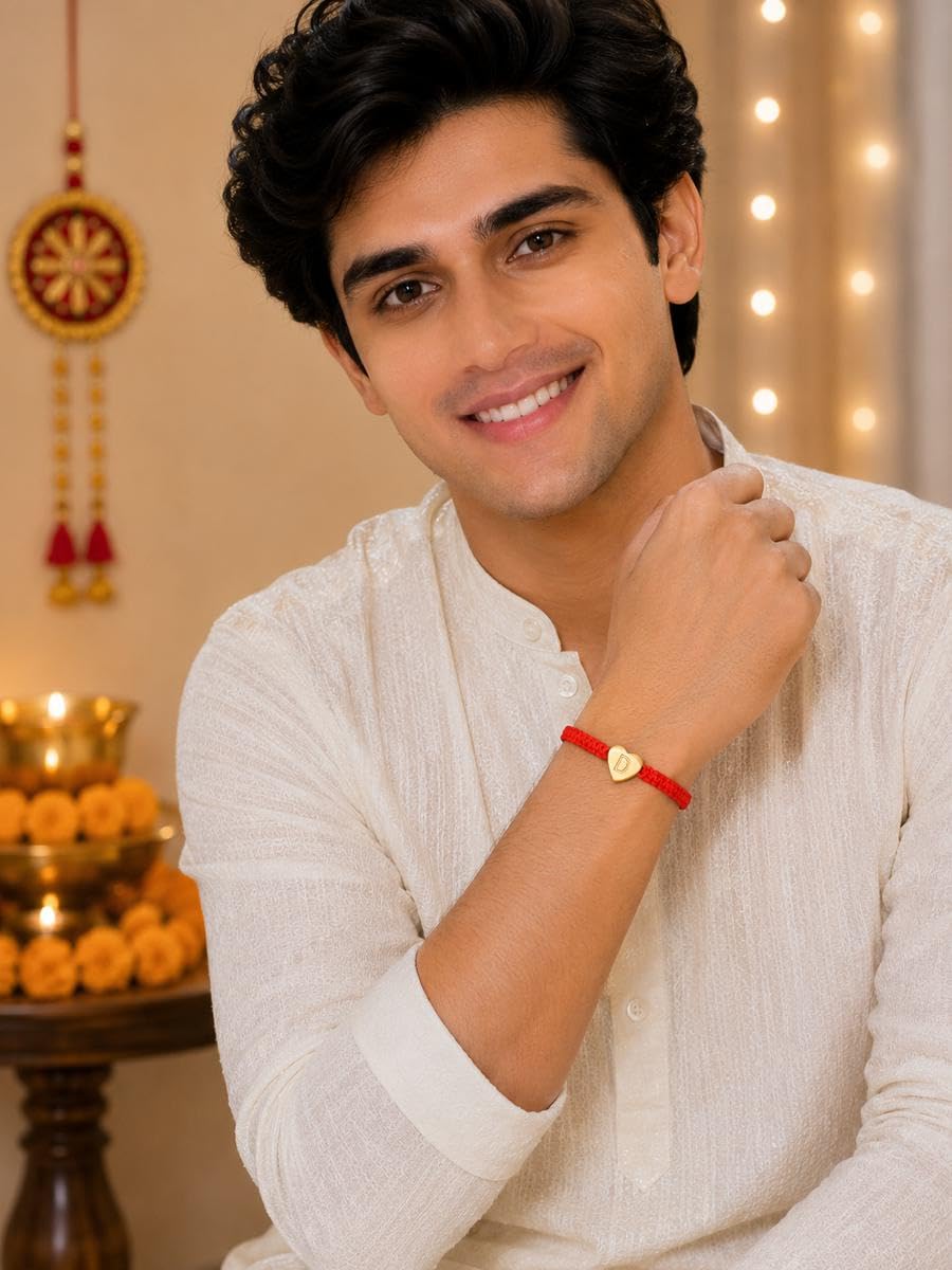 El Regalo Red Ethnic Rakhi Dori Boys Rakhi - D letter