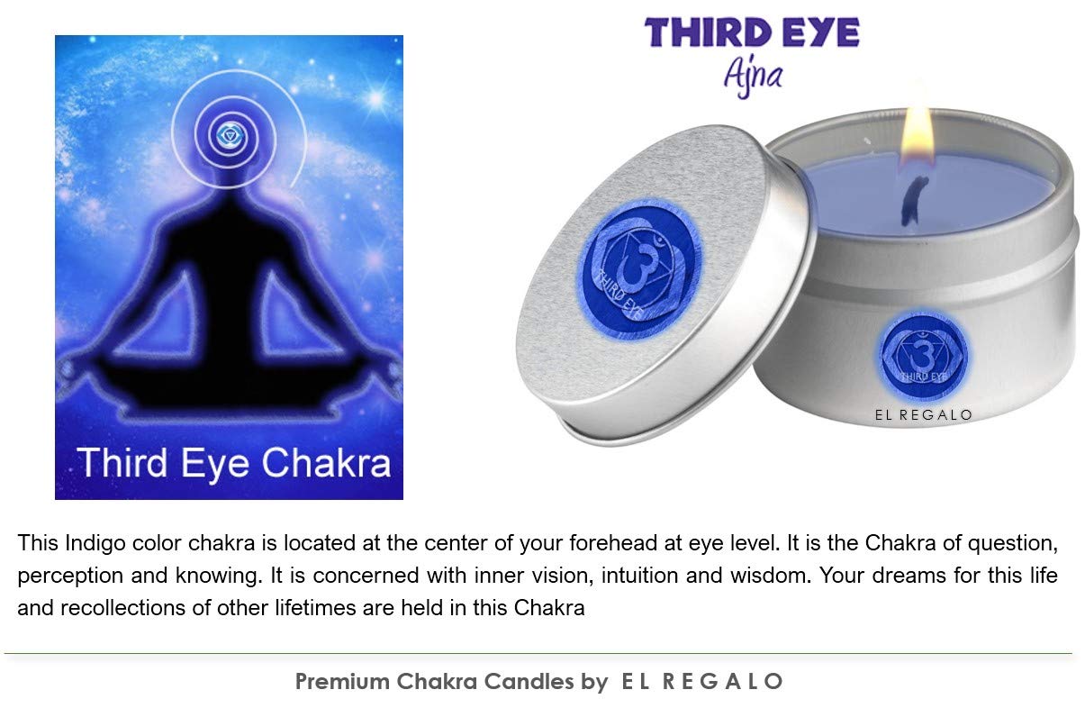 El Regalo Third Eye Chakra/Ajna Chakra Aromatherapy Candles Tin/Meditation Tin Candles | 100Gm Healing Third Eye Lavender Fragrance Candle (1 PC)