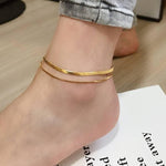 El Regalo Stainless Steel Double Layers 1 Leg Anklet - 1PC Anti-Tarnish, Waterproof Anklets for Girls & Women (Style-1)