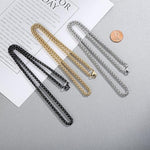El Regalo 3PCs Stainless Steel Chains for Boys/Men- Anti Tarnish Gold, Black & Silver Wheat Chains for Mens Boys Jewelry Gift
