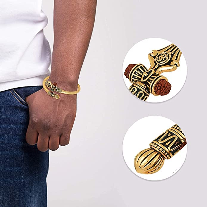 El Regalo Men's Trident Rudraksha Rakhi for Brother - Rudraksha Bracelet Combo with, Message Card in gift Box for Brother/Bhai