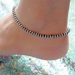 El Regalo 2 PCs Anklets for Women & Girls | Fashion German Silver Anklet Pair Girls & Women (1 PC) (Silver Black Beads Anklet -2)