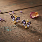 El Regalo Colorful Butterfly Non-Pierced Clip On Earrings for Girls/Women- Cute Non-Pierced Ear Clip Earrings | Enamel Blue/Purple Crystal Earrings (Purple Crystal Butterfly)