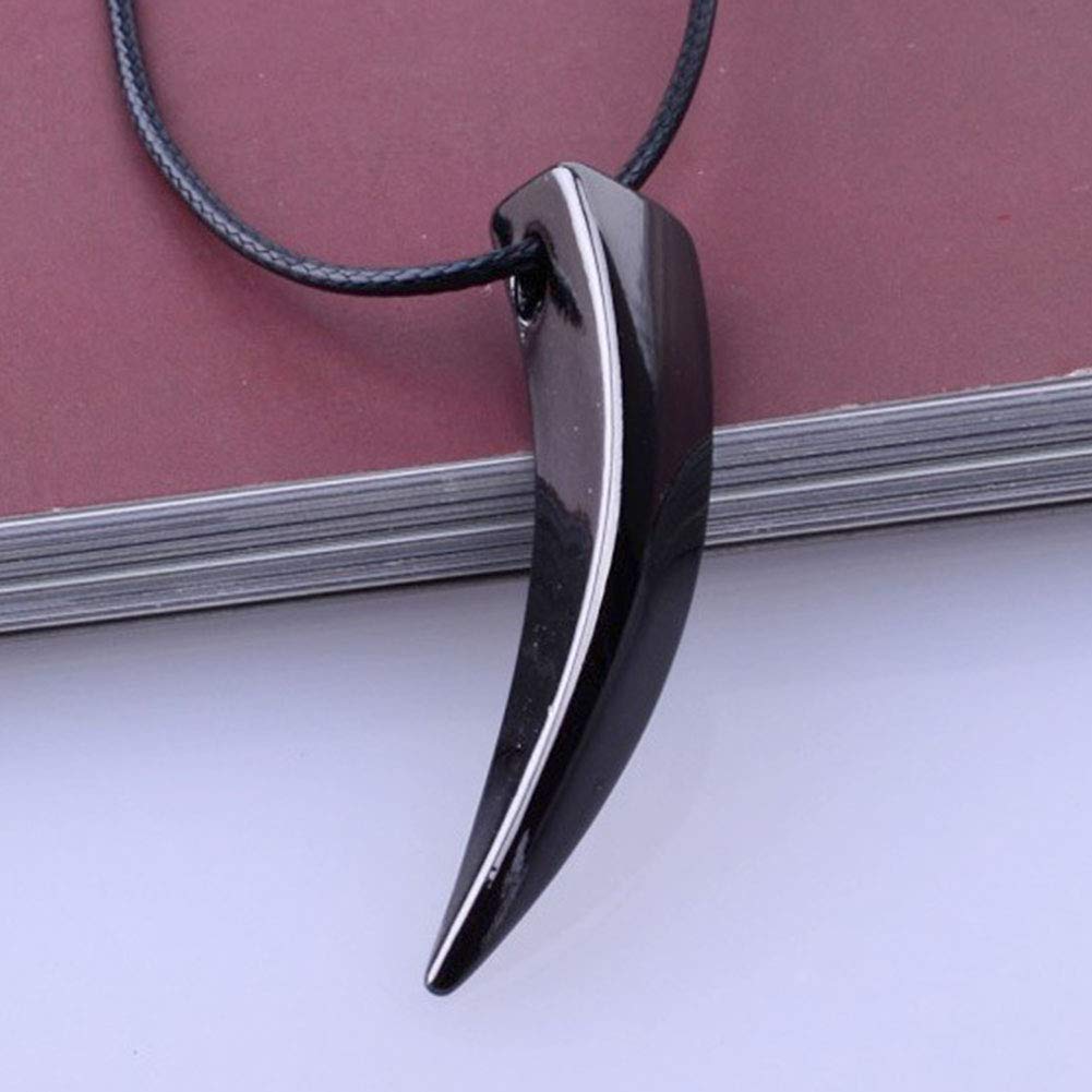 El Regalo Men's Stainless Steel Black Wolf Tooth Spike Bruce Lee Style Pendant Necklace | Men Jewelry | Men Pendant Necklace (Black)