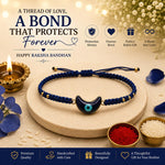 El Regalo Evil Eye Rakhi for Brother, Fancy Bracelet Rakhi with Roli Chawal in Gift Box (Moon Evil Eye -Blue)