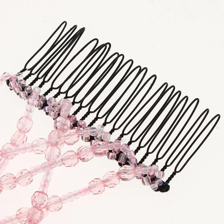 El Regalo 2PC Magic Easy Hair Combs Clips- Fancy Double Stretching Combs Clip Thick & Thin Hair Multistyling Hair Accessory For Women & Girls (Pink & Purple)
