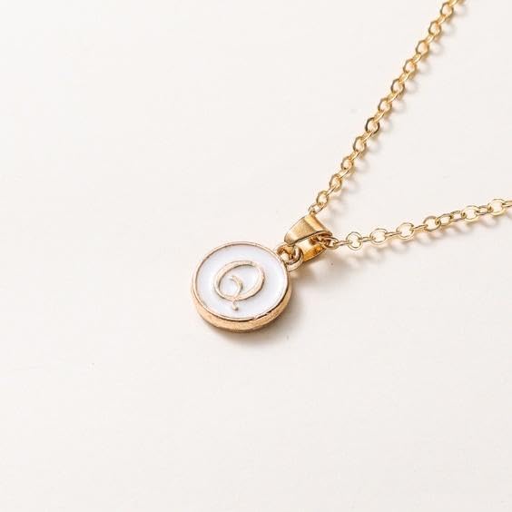 El Regalo Personalized Name Initial Letters Pendant Necklace-Enamelled Name Initials Pendant with Stainless Steel Chain (Q),Gold