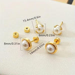 El Regalo 2 Pairs Pearl Stud Earrings for Women & Girls - Earrings Combo Set | 18K Gold Plated Anti Tarnish Stainless Steel | Hypoallergenic, Waterproof Studs Jewelry Combo (Classic & Bezel Style)