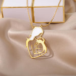 El Regalo Women Elegant Stainless Steel Mom & Baby Pendant Necklace For Moms. Tobe Moms Or New Moms (Golden)