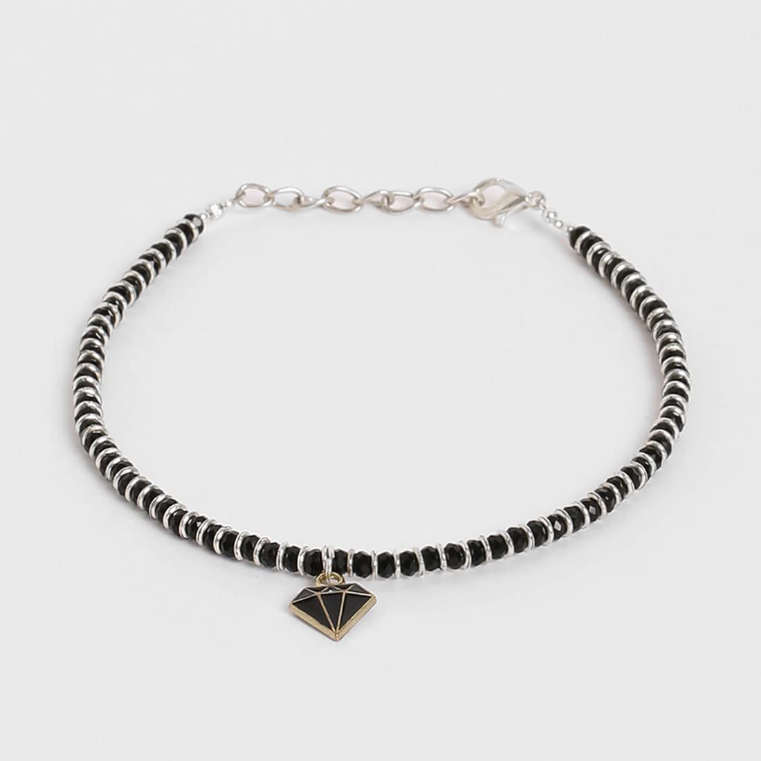 El Regalo 1 Leg Nazaria Charms Anklet - 1 PC Nazarbattu, Nazaria Fashion Anklets with Enameled Charms- Hamsa Hand, Star, Diamond for Women & Girls (Black Diamond Anklet)