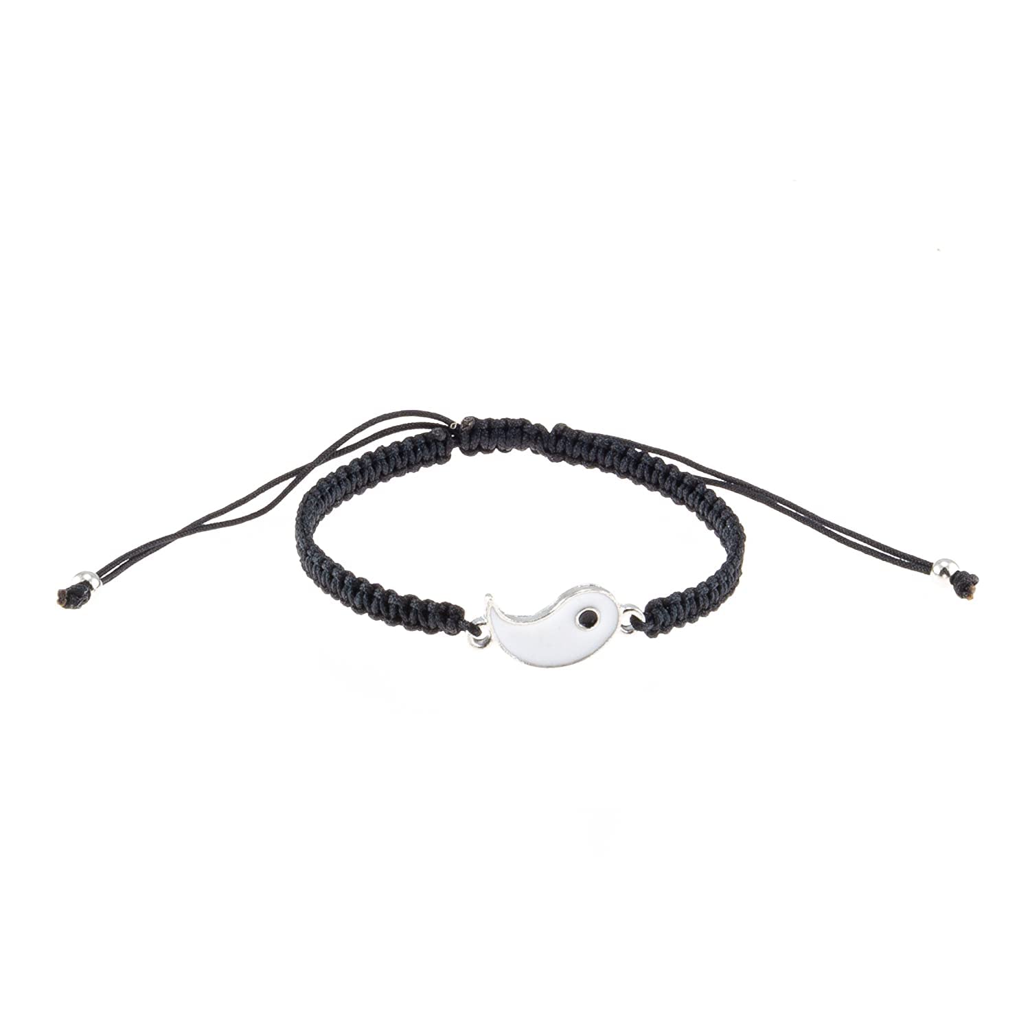 El Regalo 2 PCs Unisex Yin Yang Macrame Bracelet Set - Yin Yang Thread Adjustable Bracelet for Couple/Best Friends