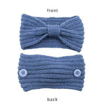 El Regalo Knitted Winter Twist Woolen Warm Headband with Buttons for Face Mask Cover | Cold Weather Hair Accessories Head Wrap | Winter Designer Headbands for Women & Men (Steel Blue)