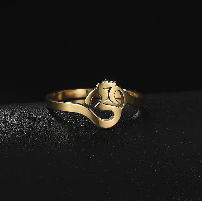 El Regalo Unisex Stainless Steel OM Finger Ring- Indian Spiritual/Meditation Jewelry- Anti Tarnish Aum/OM Finger Ring (7)