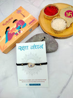 El Regalo Evil Eye CZ Bracelet Rakhi for Brother with Roli Chawal & Rakhi Message Card - Lucky Protection Rakhi to Avoid Negative Energies for Brother/Sister-in-Law/Niece or Nephew (Option-3)