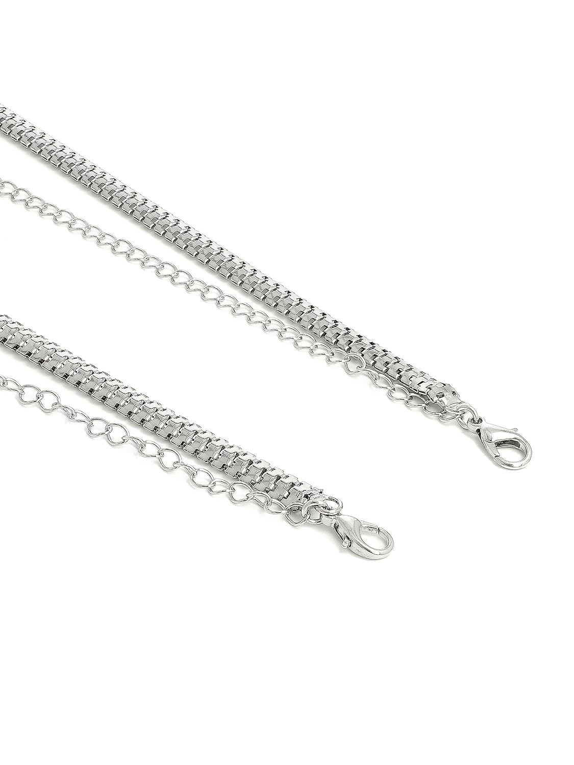 El Regalo 1 Pair Fancy Designer Chain Bra Straps for Off Shoulder Dresses or Wedding/Evening Gowns- Fancy Lingerie Straps Accessories (Silver)