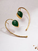 El Regalo Beautifully Handcrafted Gold Plated Brass Party Earrings- Trendy & Contemporary Stones Statement Earrings for Women (Dark Green)