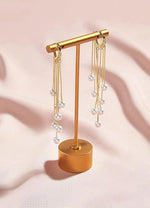 El Regalo Elegant Pearls Tassel Hoop Earring- Long Pearls Dangle Statement Party Hoop Earrings for Women & Girls