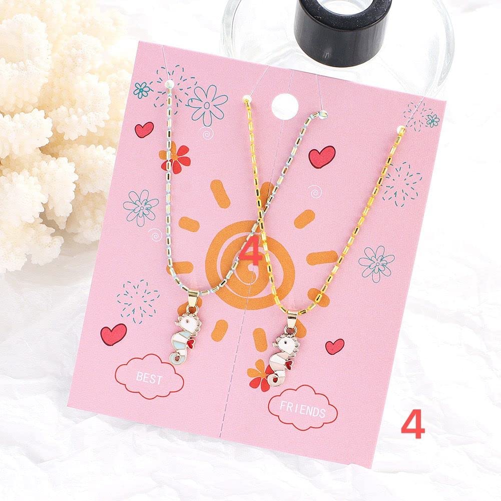 El Regalo 2 PCs Cute Best Friend BFF Pendant Colorful Chain Necklaces Set for Kids/Girls/Boys/Besties/Soul Sisters- Enamel Charms Pendant Necklaces Set for 2 (Sea Horse Necklaces)
