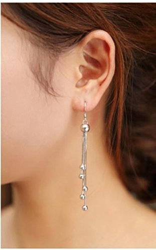El Regalo Womens Silver Plated Hook Hanging Earrings/Beads Tassel Chain Pending Dangle Earrings