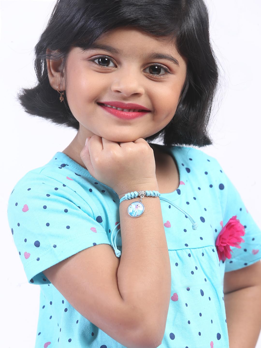 El Regalo 1PC Girls Princess Rakhi- Frozn Elsa Anna Rakhis - Girls Rakhi for Sister/Niece with Roli Chwal, Rakhi Message Card in Rakhi Box for Babies/Toddlers/Kids (Sky Blue Elsa Princess Rakhi)